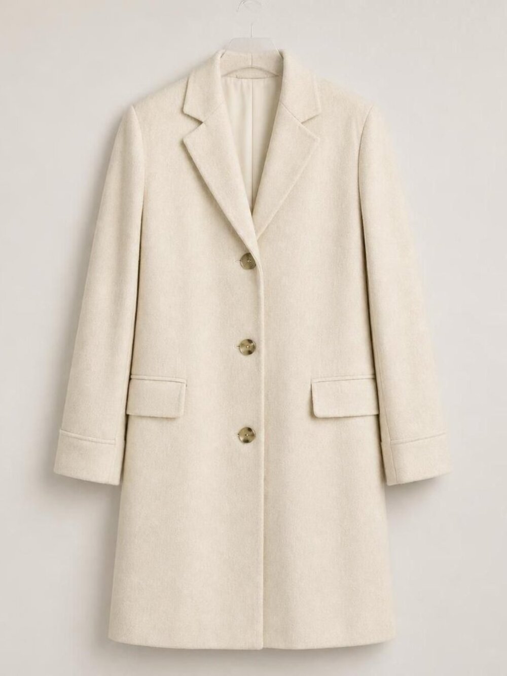 Ralph Lauren Size 12 Cream Single-Breasted Wool Pea Coat Gently Worn